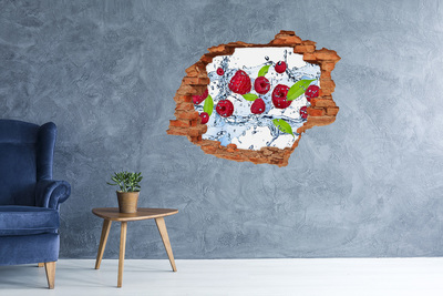 Hole in the wall sticker Raspberries and water