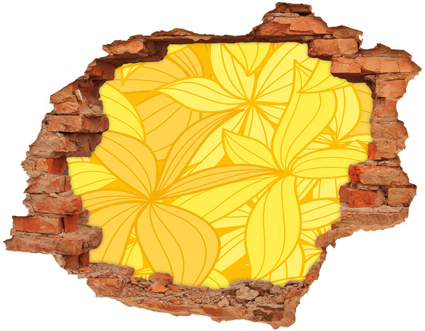 Hole in the wall sticker Yellow flowers background