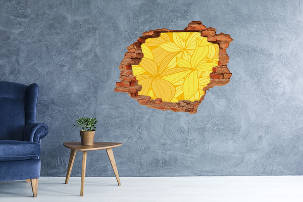 Hole in the wall sticker Yellow flowers background