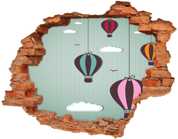 Hole in the wall sticker Flying balloons