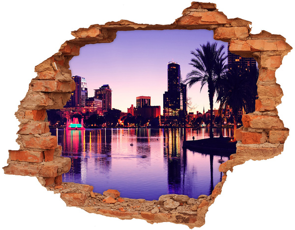 Hole in the wall sticker Sunset over the city