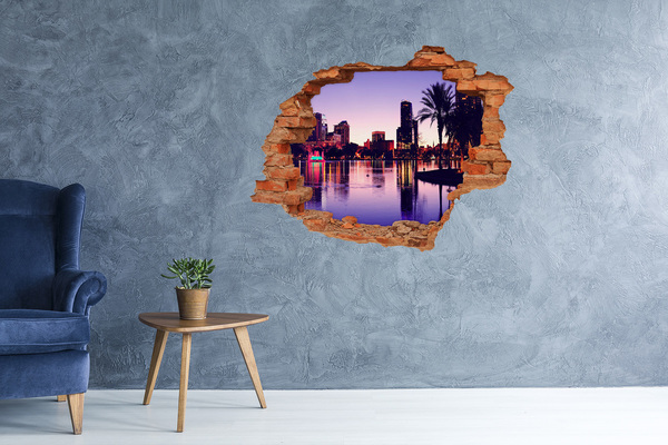 Hole in the wall sticker Sunset over the city