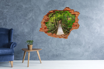 3D wall hole wallpaper A bridge among the greenery