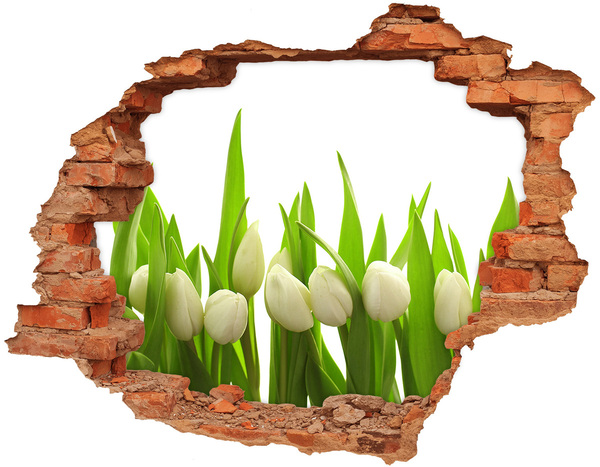 Hole in the wall decal White tulips