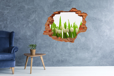 Hole in the wall decal White tulips