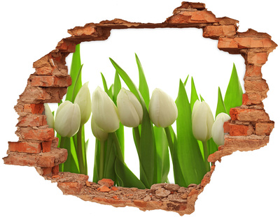 Hole in the wall decal White tulips