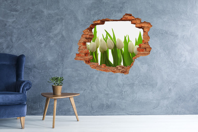 Hole in the wall decal White tulips