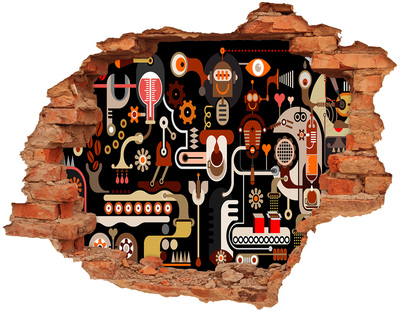 Hole in the wall decal The futuristic world of robots
