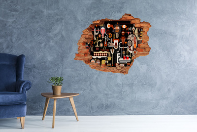Hole in the wall decal The futuristic world of robots