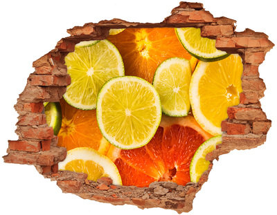 3D wall hole wallpaper Citrus fruits