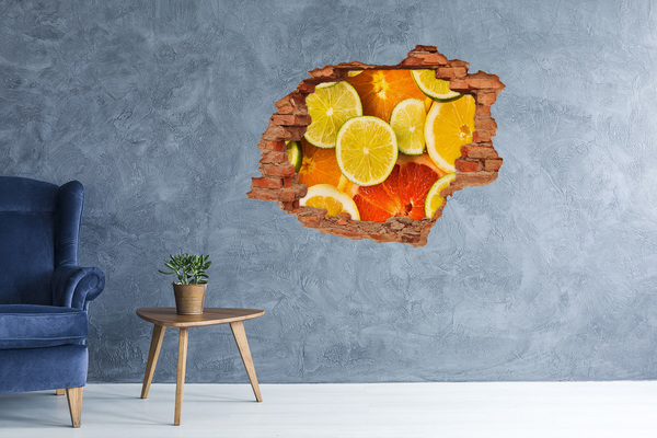 3D wall hole wallpaper Citrus fruits