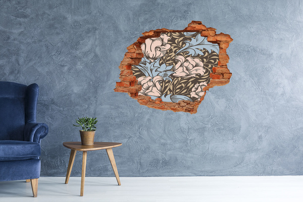 Hole in the wall decal Floral pattern