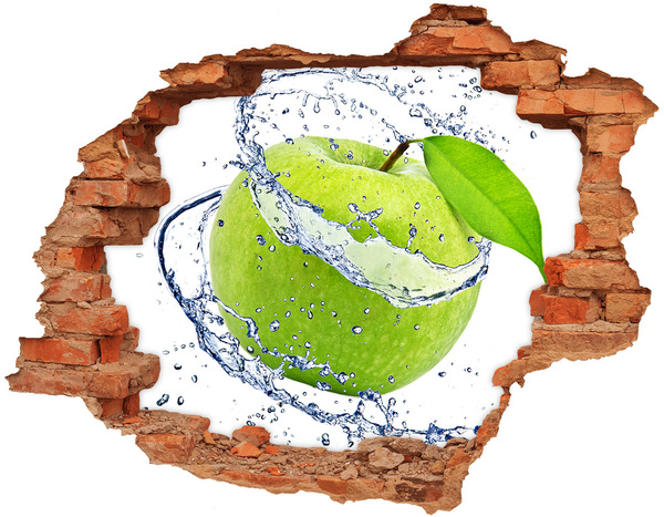 Hole wall sticker Green apple in water