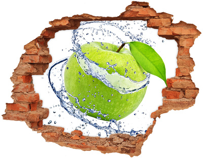 Hole wall sticker Green apple in water