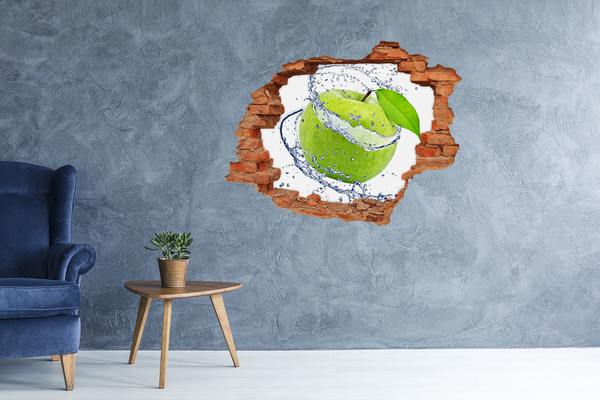 Hole wall sticker Green apple in water