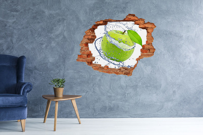 Hole wall sticker Green apple in water