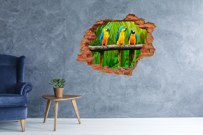 Hole wall sticker Tropical parrots in the jungle
