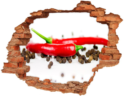 3D wall hole wallpaper Chilli and pepper