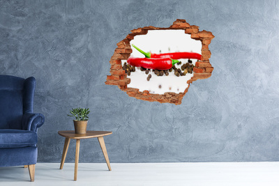 3D wall hole wallpaper Chilli and pepper