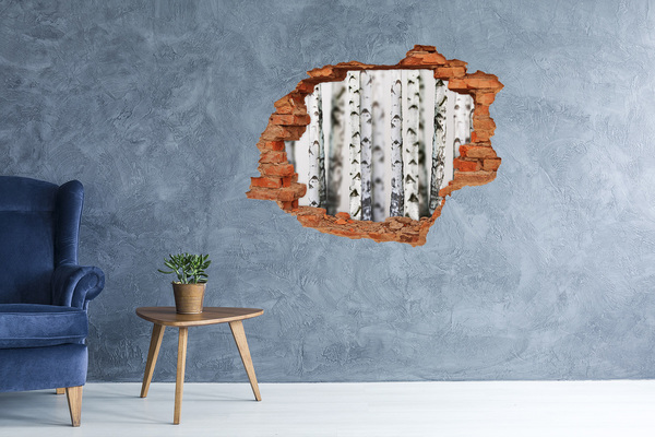 Hole wall sticker Birch trunks