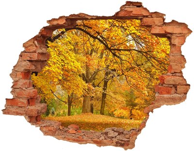 Hole wall sticker Golden autumn in the forest