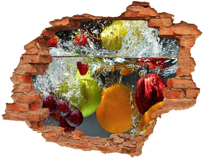 3D wall hole wallpaper Fruit Waterfall