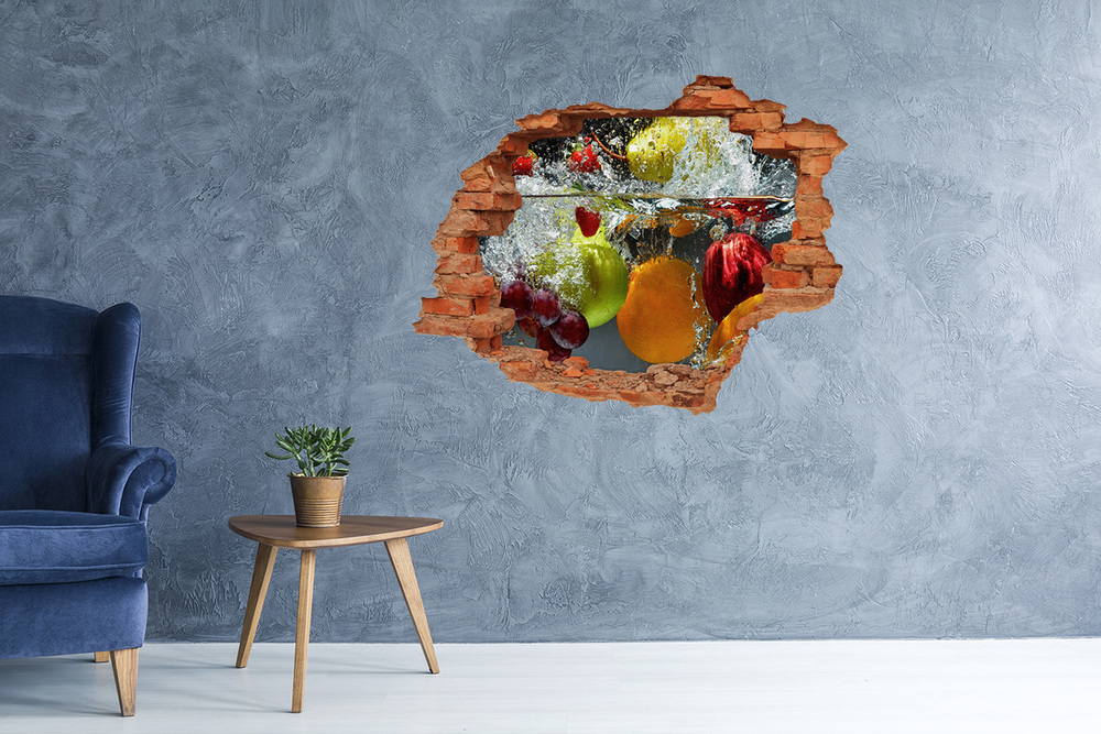 3D wall hole wallpaper Fruits and vegetables