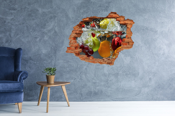3D wall hole wallpaper Fruit Waterfall