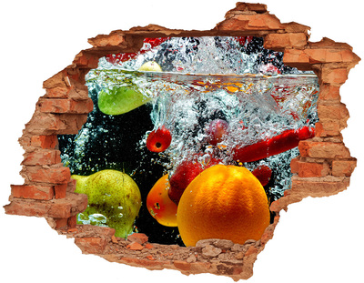 Hole wall sticker Fruit explosion in water