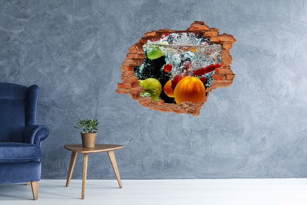 Hole wall sticker Fruit explosion in water