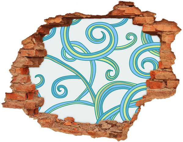 Hole wall sticker Colorful waves on the wall background