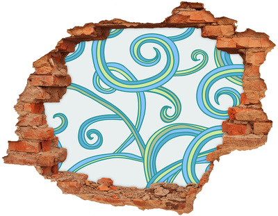Hole wall sticker Colorful waves on the wall background