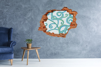 Hole wall sticker Colorful waves on the wall background