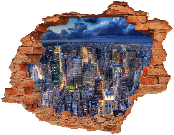 Hole in the wall decal New York skyline at night