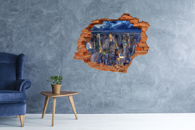 Hole in the wall decal New York skyline at night