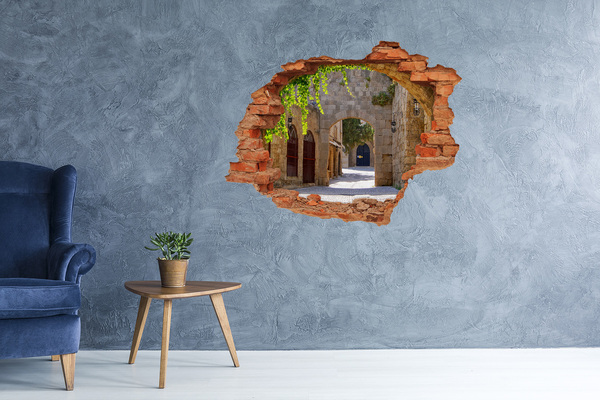 Hole wall sticker A charming old castle