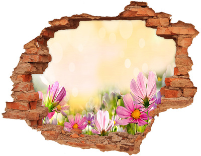 Hole in the wall sticker A floral landscape behind a hole in the wall