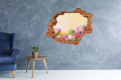 Hole in the wall sticker A floral landscape behind a hole in the wall