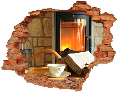 Hole in the wall sticker A cozy corner by the fireplace