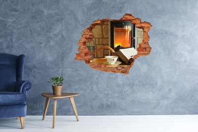 Hole in the wall sticker A cozy corner by the fireplace