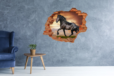 3D wall hole wallpaper Trotting horse