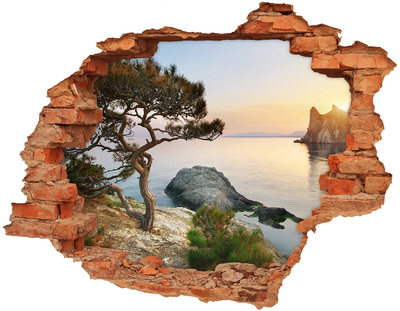 Hole in the wall sticker Seaside view at sunset