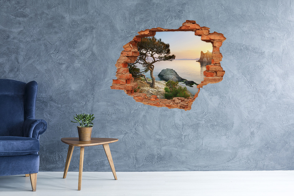 Hole in the wall sticker Tree by the sea