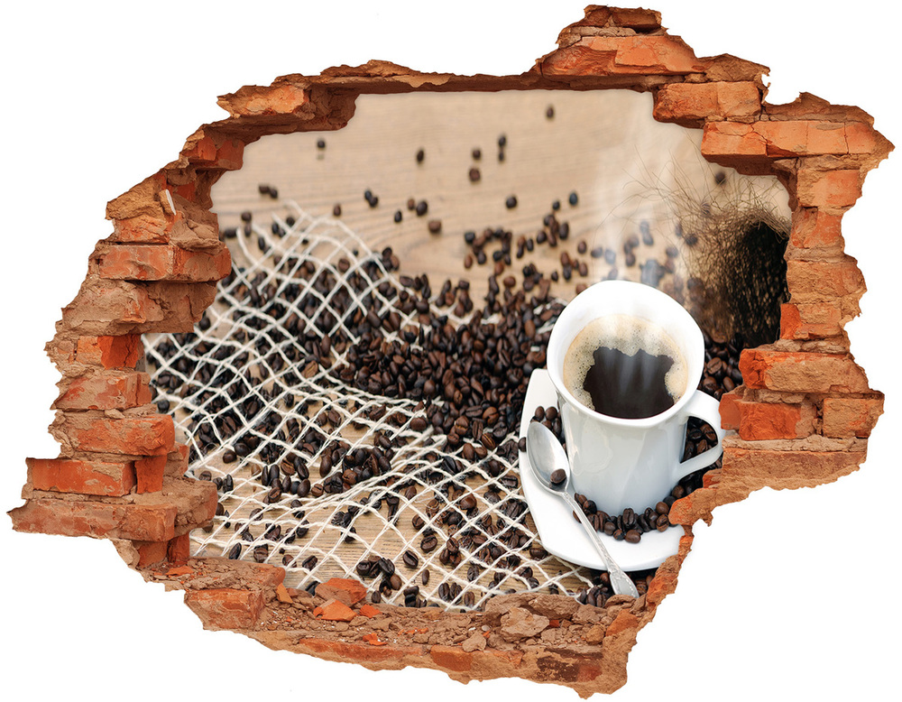 Hole wall sticker Coffee and coffee beans