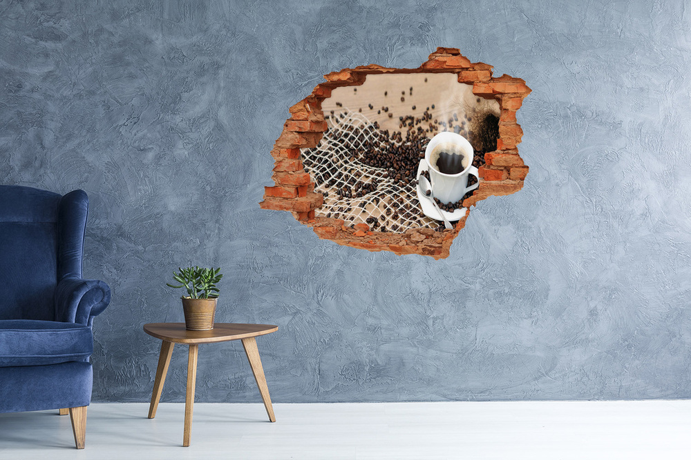 Hole wall sticker Coffee and coffee beans