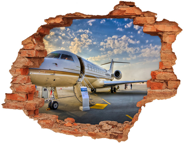 Hole wall sticker Luxury jet at the airport