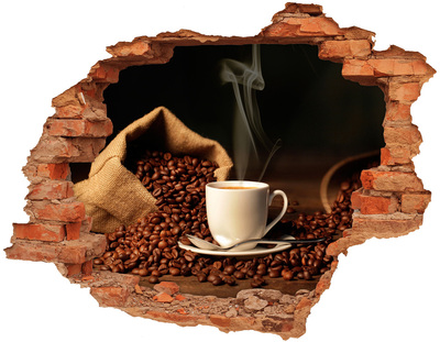 Hole in the wall decal Coffee in a cup