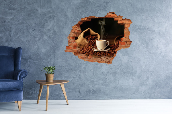 Hole in the wall decal Coffee in a cup