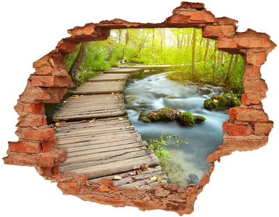 3D wall hole A stream in the forest