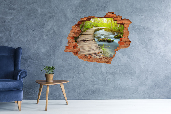 3D wall hole A stream in the forest
